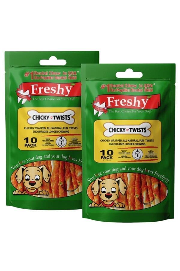 Chicky Twist - 20 Adet Tavuk Etli Burgu Çubuk - 180g - Taze Et Ile Hazırlanmıştır - 2'li Set - Image 1