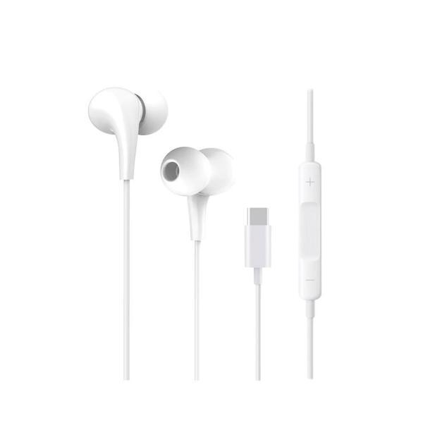 ScHitec E35 Hifi Sound Bass Type-C Girişli Kablolu Kulak İçi Mikrofonlu Kulaklık Beyaz - Image 1