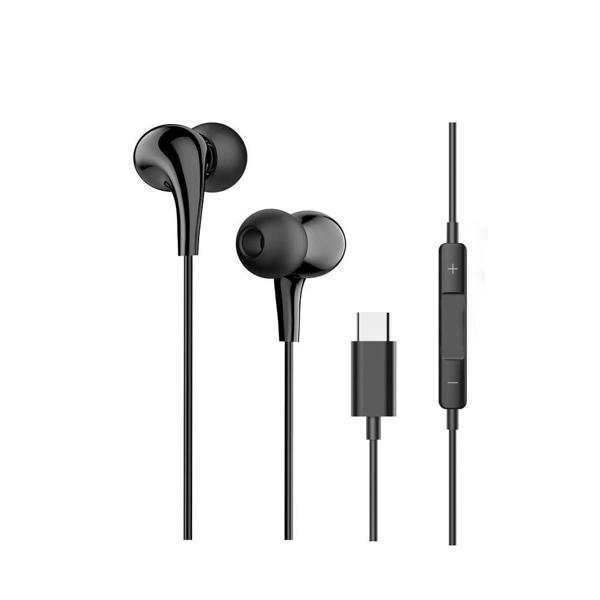 ScHitec E35 Hifi Sound Bass Type-C Girişli Kablolu Kulak İçi Mikrofonlu Kulaklık Siyah - Image 1