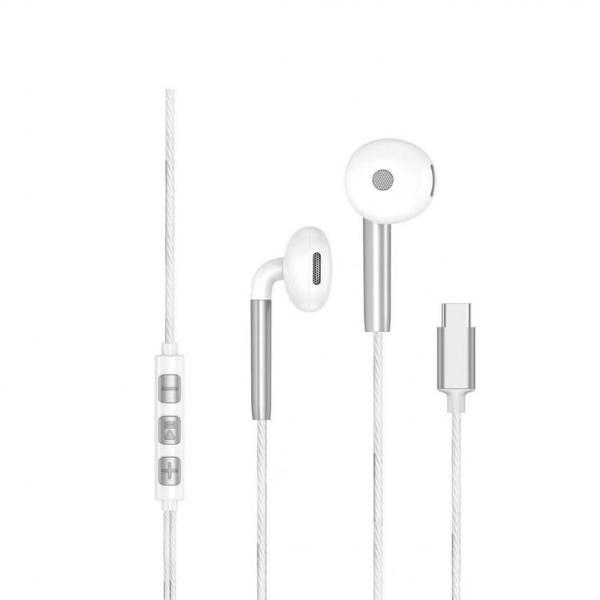 ScHitec E30 High Sound Type-C girişli Kulak İçi Mikrofonlu Kablolu Kulaklık Beyaz - Image 1