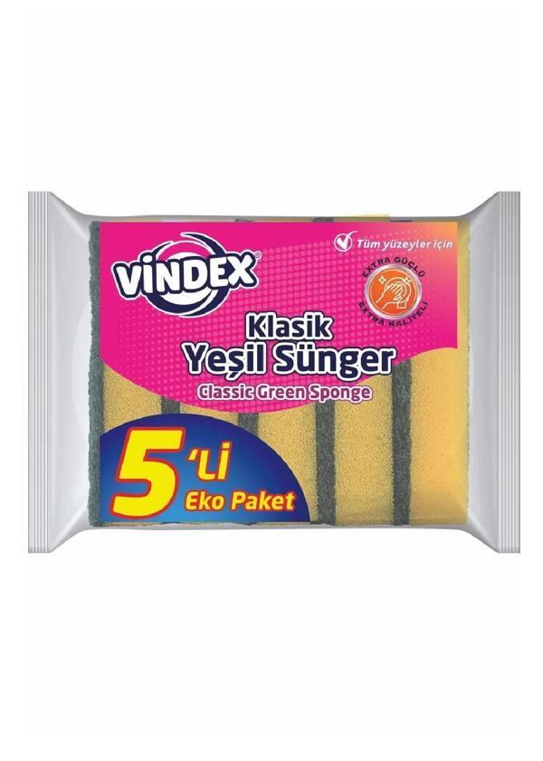 Vindex Klasik Yeşil Sünger Düz 5li 1011108 - Image 1