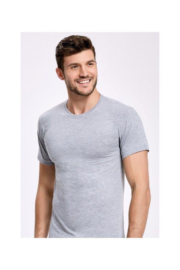 Güryıldız Underwear Güryıldız Gri 6'Lı Penye Erkek Bisiklet Yaka Fanila 24006 - Image 1