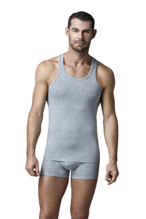 Güryıldız Underwear 3'Lü Gri Ribana Sporcu Atlet 24008 - Image 1