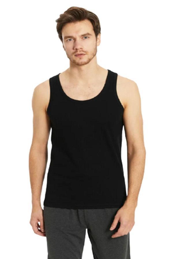 Güryıldız Underwear Siyah Erkek Penye Ribana Atlet 24003 6'Lı - Image 1