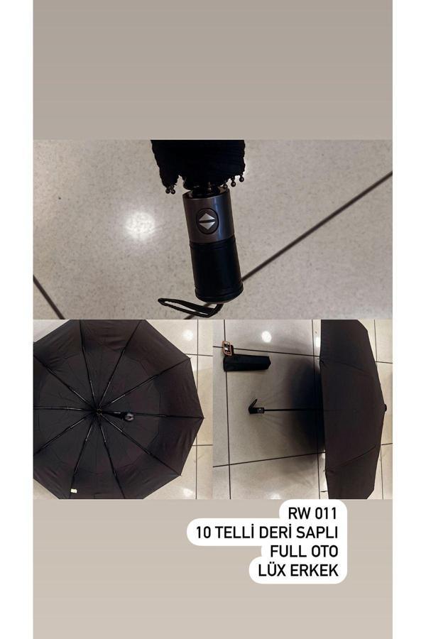 Rainwalker Lüx Deri Saplı Full Otomatik Şemsiye ( 10 Telli ) - Image 1