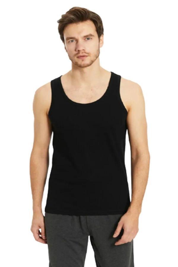 Güryıldız Underwear Güryıldız Siyah Erkek Penye Ribana Atlet 24003 12'Li - Image 1