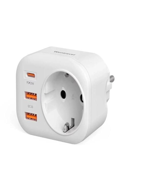 AC-115 2500W 3.4A 2USB 1Type-C 1Soket Akım Korumalı Şarj Adaptörü Priz Çoğaltıcı - Image 1