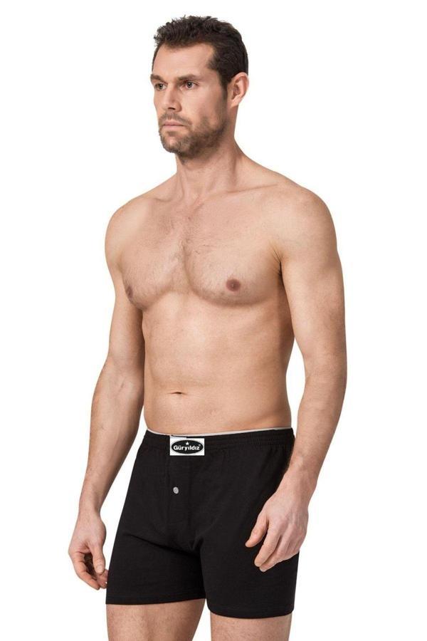 Güryıldız Underwear Güryıldız 3'Lü Siyah Havlu Bel Taşma Lastik Erkek Boxer 24509 - Image 1