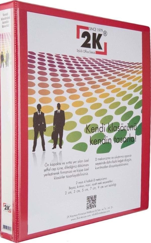 2K Sunum Klasörü A4 Cepli 4 Halkalı 70 Mm Kırmızı 07-4D-K - Image 1