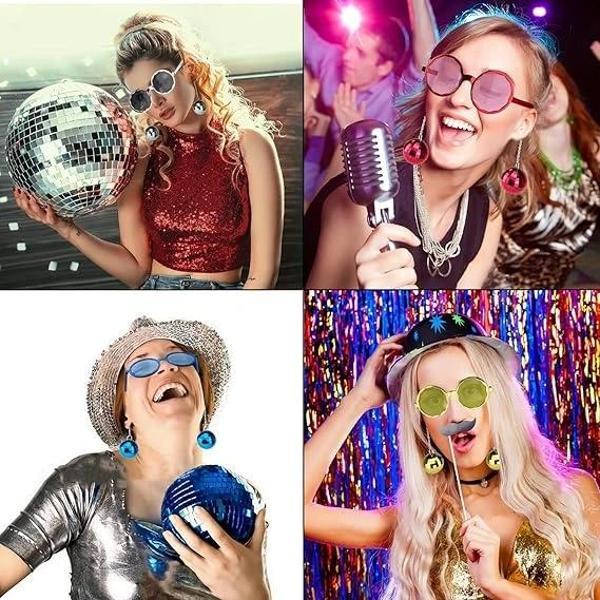 Nessiworld Sallanan Disko Top Küpeli Gözlük Retro Hawaii 5 Renk 6 Adet - Image 1