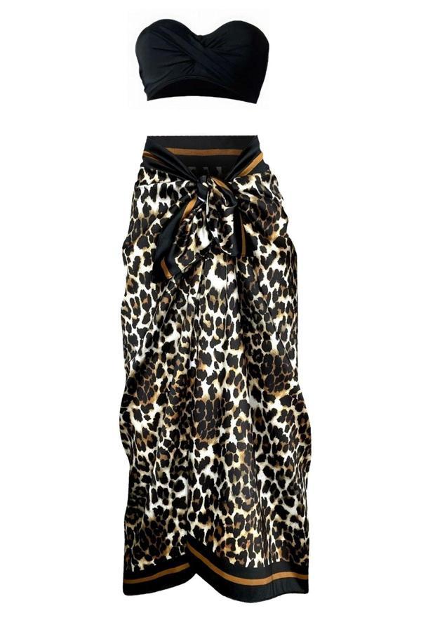 Bolder Lana-Leopar Desen Pareo Iç Göstermeyen Parlak Kumaş-95Cm*145Cm - Image 1