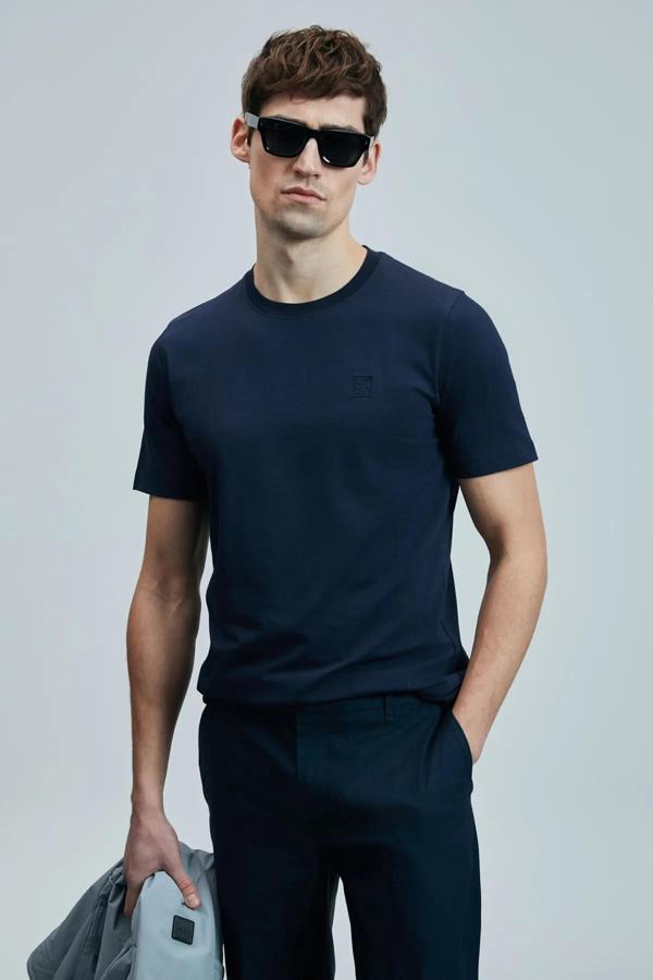 Lufian Pablo Modern Grafik T- Shirt Lacivert - Image 1