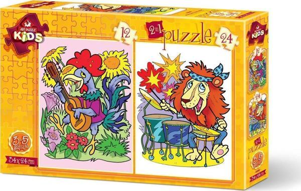 Art Puzzle 12+24 Parça Müzisyen Hayvanlar - Image 1