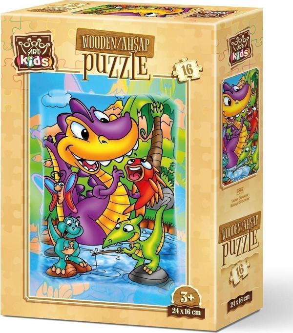 Art Puzzle 16 Parça Ahşap Puzzle Balıkçı Dinazorlar 5857 - Image 1