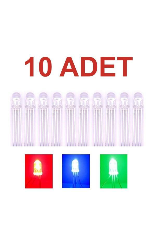 Rodevino 10 Adet - Rgb Led 5Mm Şeffaf Katot (Ortak Eksi) 4 Bacaklı Katod Arduino Raspberry - Image 1