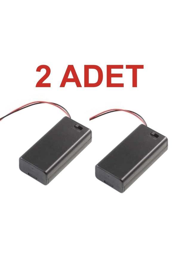 Rodevino 2 Adet 2Li Aa Pil Yuvası (Kapaklı Ve Switchli) Anahtarlı - Image 1