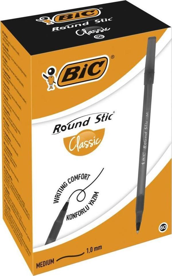 Bic Round Stic Tükenmez Kalem Yağ Bazlı 1,0 Mm Medium Uç Siyah (60 Lı Kutu) 962665 - Image 1