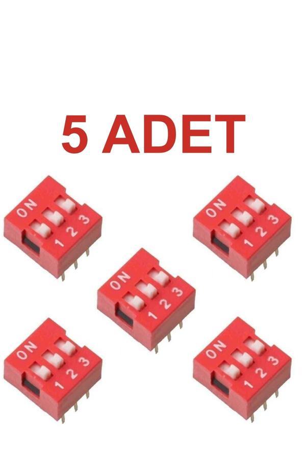 Rodevino 5 Adet 3 Pin Dıp Switch Kırmızı On‑Off 2.54 Mm Pcb - Image 1