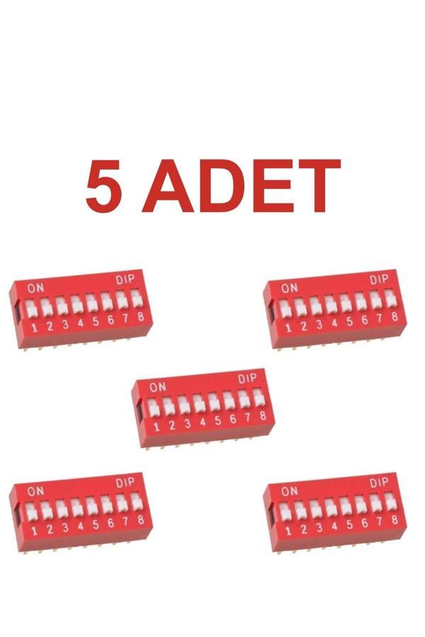 Rodevino 5 Adet 8 Pin Dıp Switch Kırmızı On‑Off 2.54 Mm Pcb - Image 1