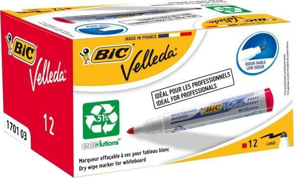 Bic Velleda 1701 Eco Yuvarlak Uç Beyaz Tahta Kalemi Kırmızı (12 Li Kutu) 904939 - Image 1