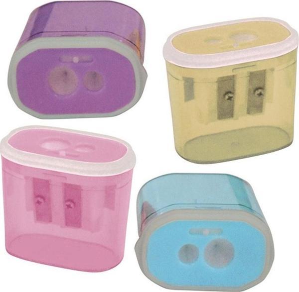Bu-Bu Kalemtıraş Şeffaf Dikdörtgen Çiftli 4 Renk Pastel KT0011 (24 Lü Paket) - Image 1
