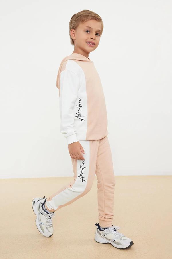 Erkek Çocuk İkili Eşofman Takımı Kapüşonlu Sweatshirt Pantolon Spor Adventure Baskılı - Image 1