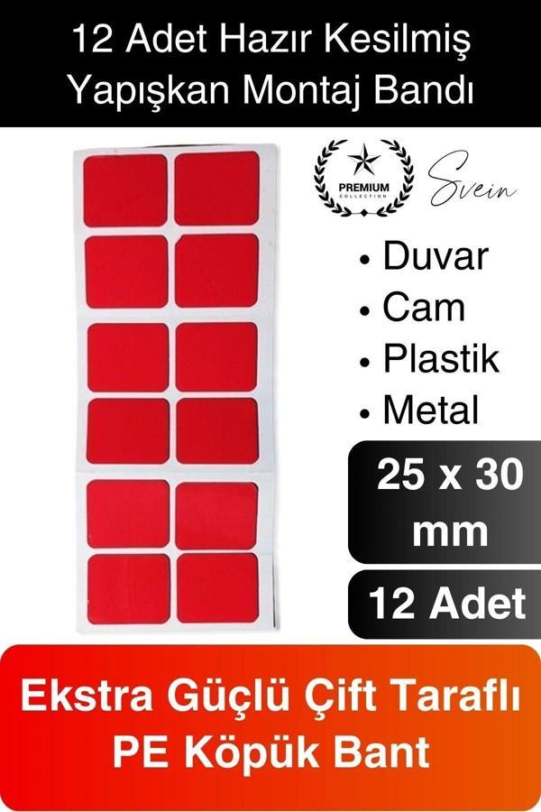 12'li Ekstra Güçlü Dayanıklı Çift Taraflı Hazır Kesilmiş Köpük Montaj Bandı Yapıştırma Ev Ofis - Image 1