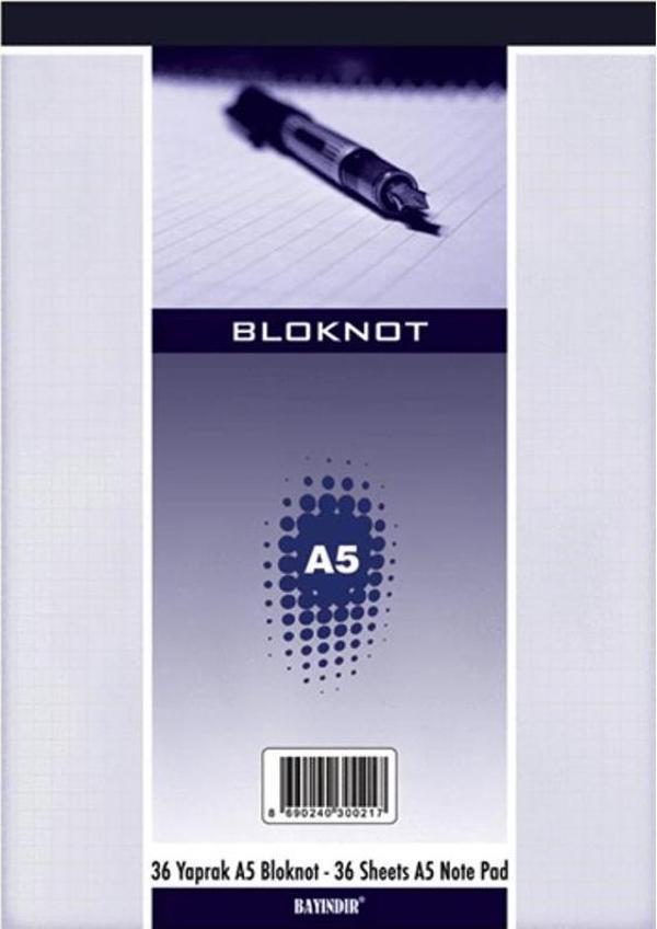 Bayındır Bloknot Not Defteri Çizgisiz 36 Yaprak A5 70 Gram Bbn0112 (12 Li Paket) - Image 1