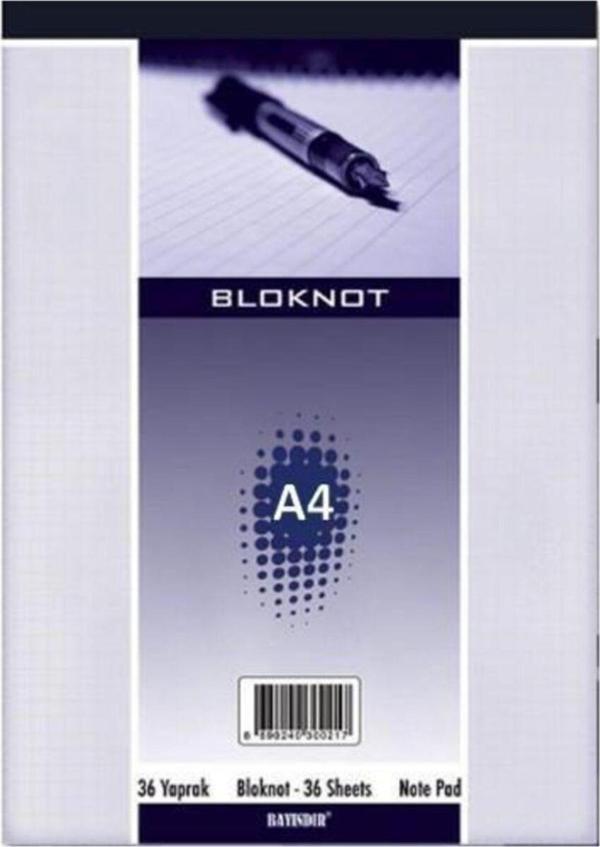 Bayındır Bloknot Not Defteri Kareli 36 Yaprak A4 70 Gram Bbn0100 (12 Li Paket) - Image 1