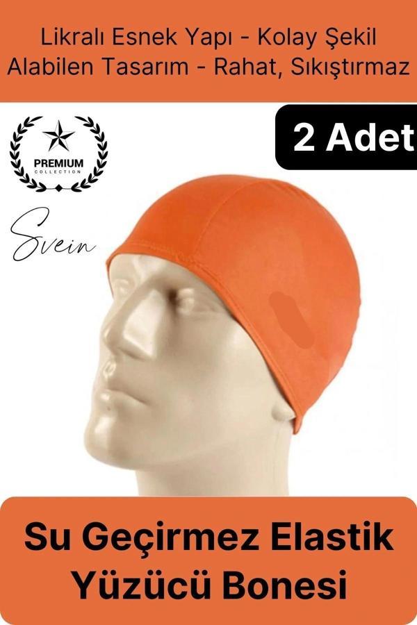 2'li Her Saça Uygun Su Geçirmez Bez Bone Likralı Yüzücü Deniz Havuz Elastik Unisex Kulak Korumalı - Image 1