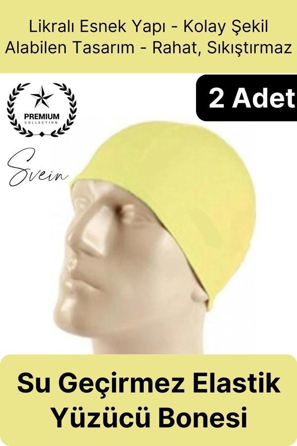 2'li Her Saça Uygun Su Geçirmez Bez Bone Likralı Yüzücü Deniz Havuz Elastik Unisex Kulak Korumalı - Image 1