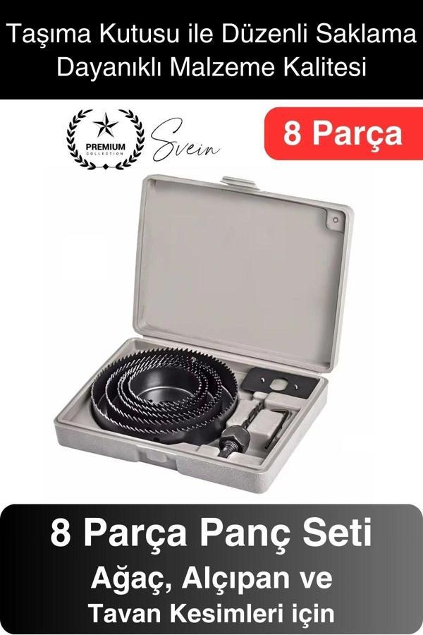 8 Parça Panç Seti Ağaç Kesme Testere Matkap Ucu Takımı Alçıpan Tavan Kartonpiyer Alyan Anahtar - Image 1