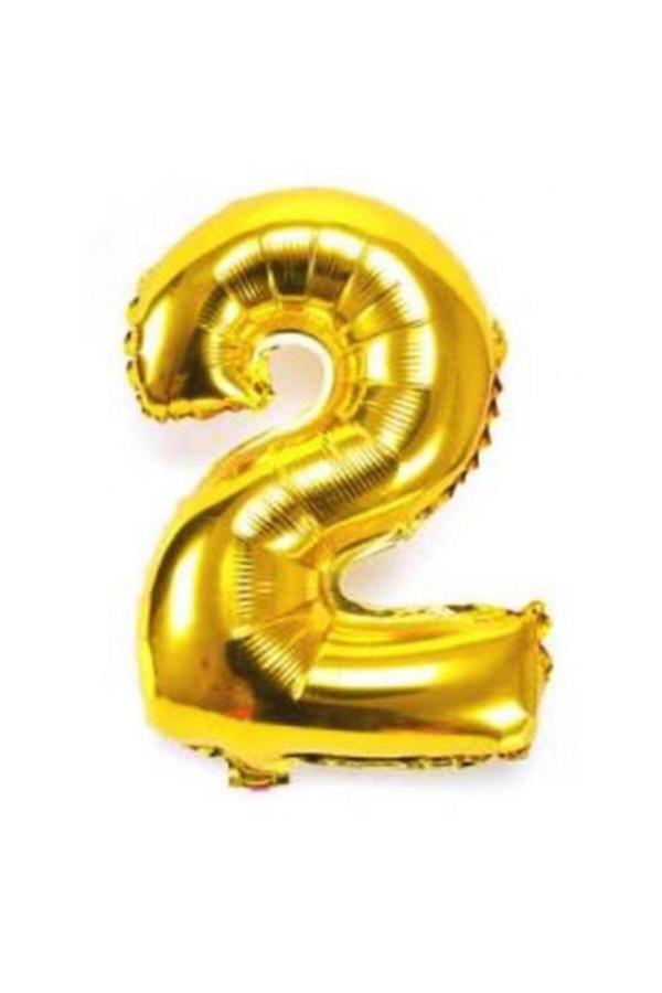 Eymen Süs Folyo Balon Rakam 2 Gold 16 Inc 36 Cm Pakette 1 Adet - Image 1