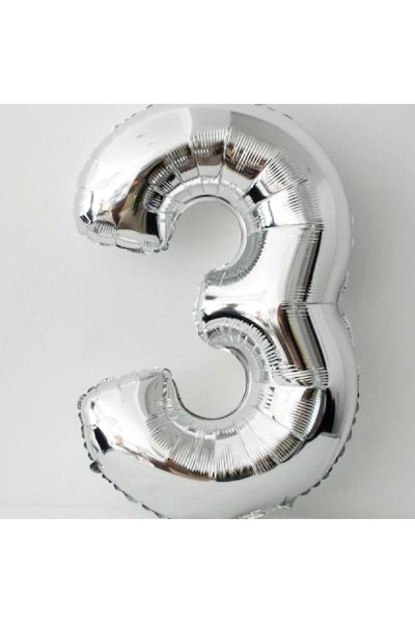 İkm Balon Folyo Balon 3 Rakam Gümüş - Image 1