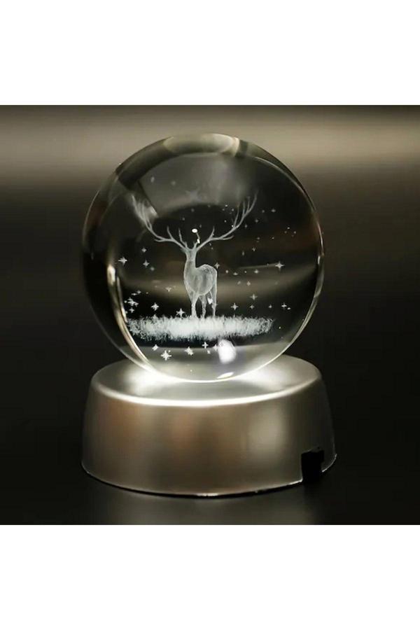 Elf Geyik Tasarımlı Kristal Cam Küre - Image 1
