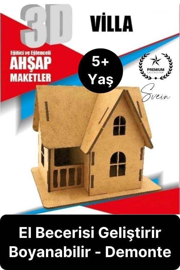 Özel Üretim 3 Boyutlu Minyatür Ham Ahşap Maket Boyanabilir Eğitici Öğretici Motor Beceri Hobi Oyun - Image 1