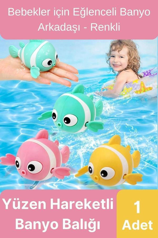 Özel Üretim Banyo Arkadaşı Eğlenceli Bebek Çocuk Renkli Oyuncak Kurmalı Yüzen Hareketli Banyo Balığı - Image 1