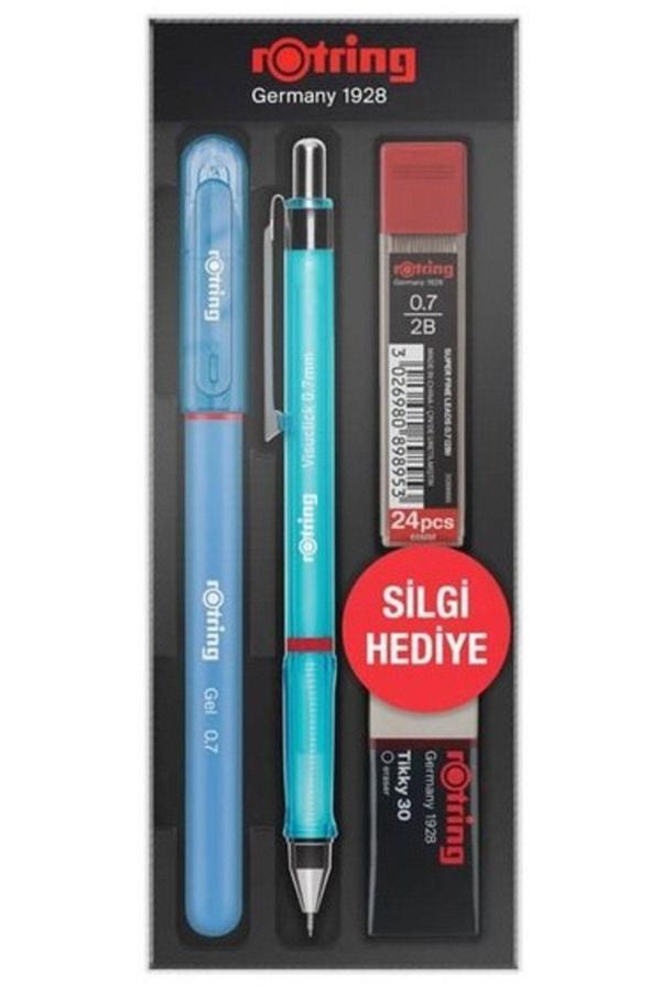 Rotring Versatil Visuclick + Jel 0.7 Okul Seti Mavi - Image 1
