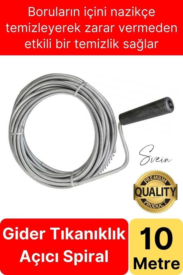 Premium 10 Metre Tıkanıklık Kanal Açma Klozet Gider Açıcı Boru Temizleme Spiral Tel Susta Manuel Uç - Image 1