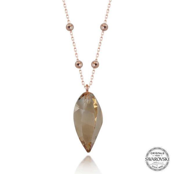 Crystal Taşlı Rose Top Zincir Gümüş Kadın Kolye SL5665 - Image 1