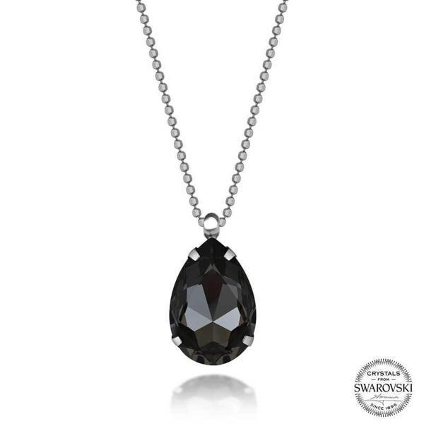 Crystal Taşlı Top Zincir Damla Gümüş Kadın Kolye SL5666 - Image 1