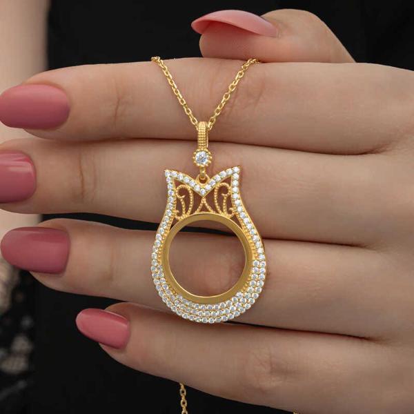 Gümüş Gold Kaplama Çeyrek Altın Takılabilen Kadın Kolye - Image 1