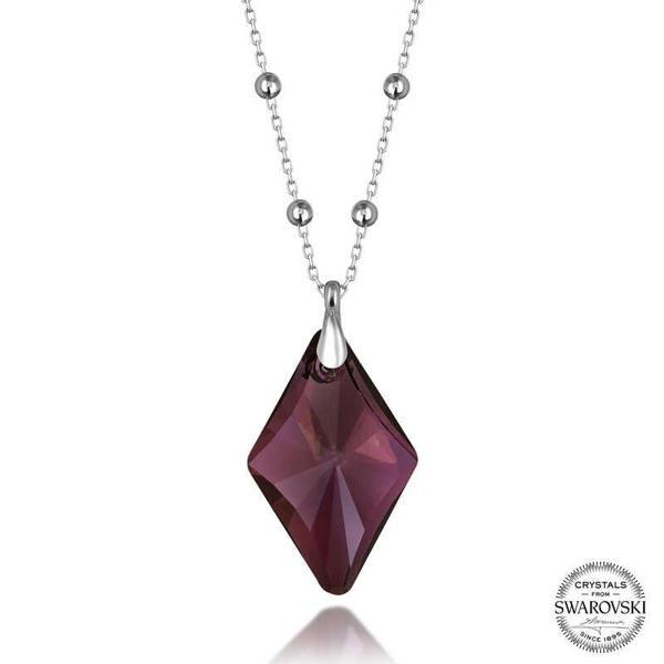 Swarovski Crystal Taşlı Ametist Top Zincir Gümüş Kadın Kolye  SL5592 - Image 1
