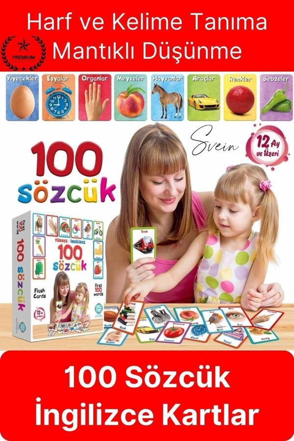 Premium Özel Üretim Zeka Geliştirici Yabancı Dil Eğitici Çocuk İlk 100 Sözcük İngilizce Türkçe - Image 1