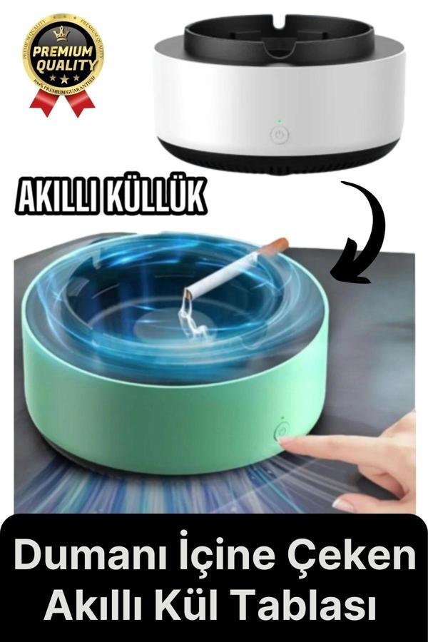 Premium Pratik Dekoratif Pilli Yıkanır Kötü Koku Engelleyen Dumanı İçine Çeken Akıllı Kül Tablası - Image 1