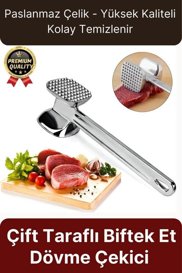 Premium Yüksek Kaliteli Uzun Ömürlü Paslanmaz Çelik Çift Taraflı Biftek Et Dövme Çekici Yumuşatıcı - Image 1