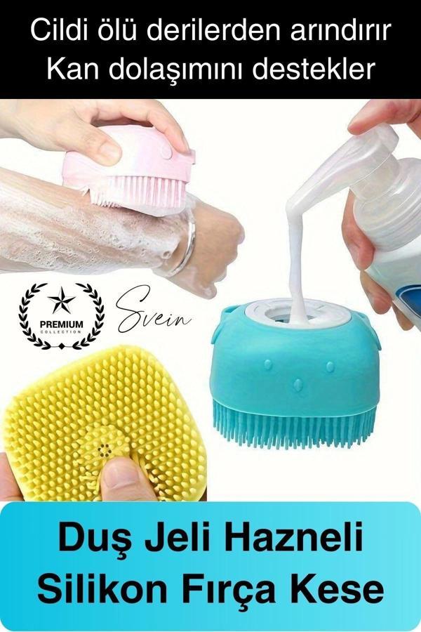 Şampuan Hazneli Silikon Banyo Lifi Duş Fırçası Jel Keseli Vücut Masaj Lif Çok Amaçlı Temizlik - Image 1