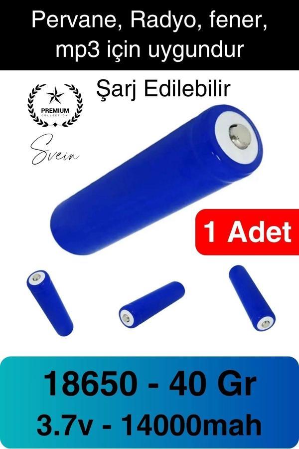 Şarj Edilebilir 40 Gr 18650 Pil El Pervanesi Vantilatör Pili 14000 Mah Radyo Fener MP3 Uzun Süre - Image 1