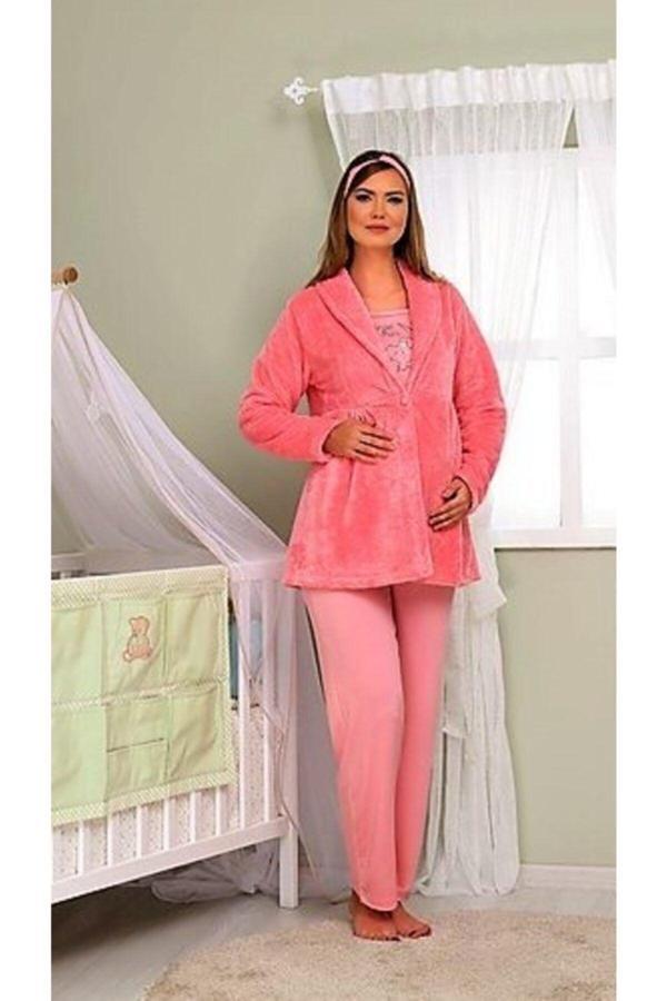 Haluk Bayram Lizözlü Lohusa Pijama Takımı Somon S - Image 1