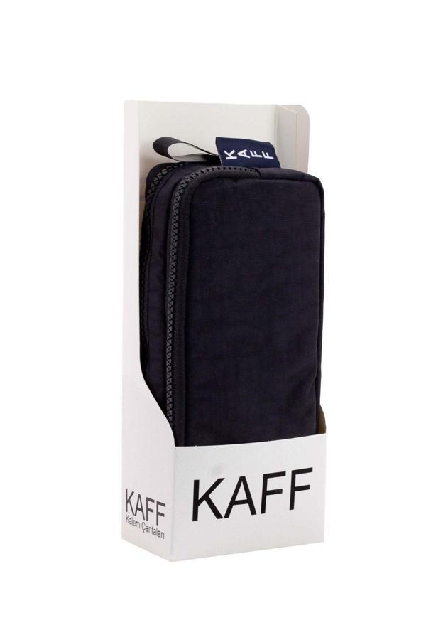 Kaff 01105 Krinkıl Kumaş Yıkanabilir Çift Bölmeli Gözlü Kalemlik Kalem Kutusu - Siyah - Image 1